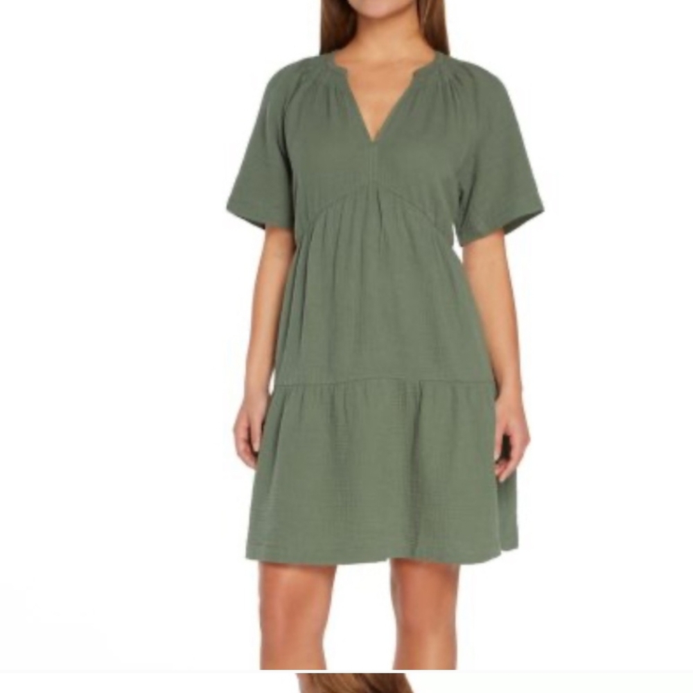 GAP Gauze Green V-Neck Dress
